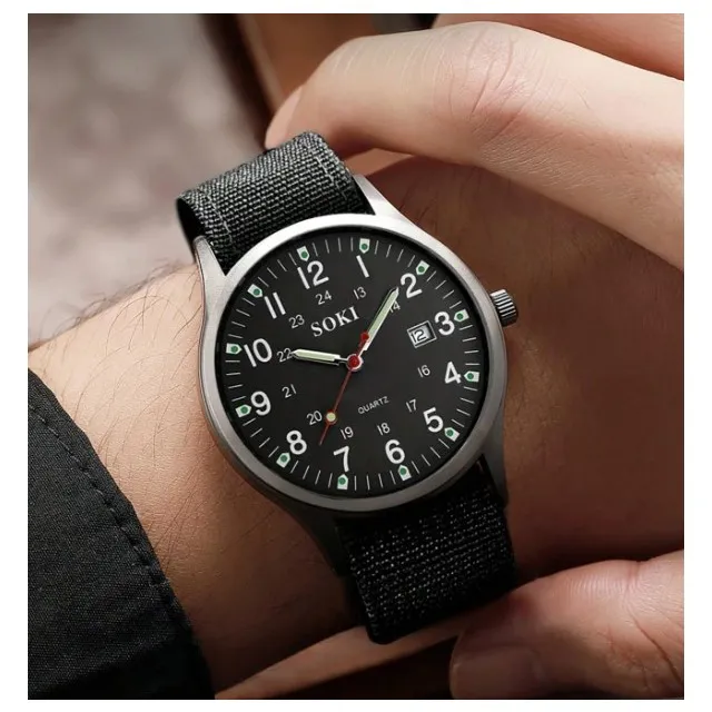 Moška minimalistična ura – črn eleganten casual stil